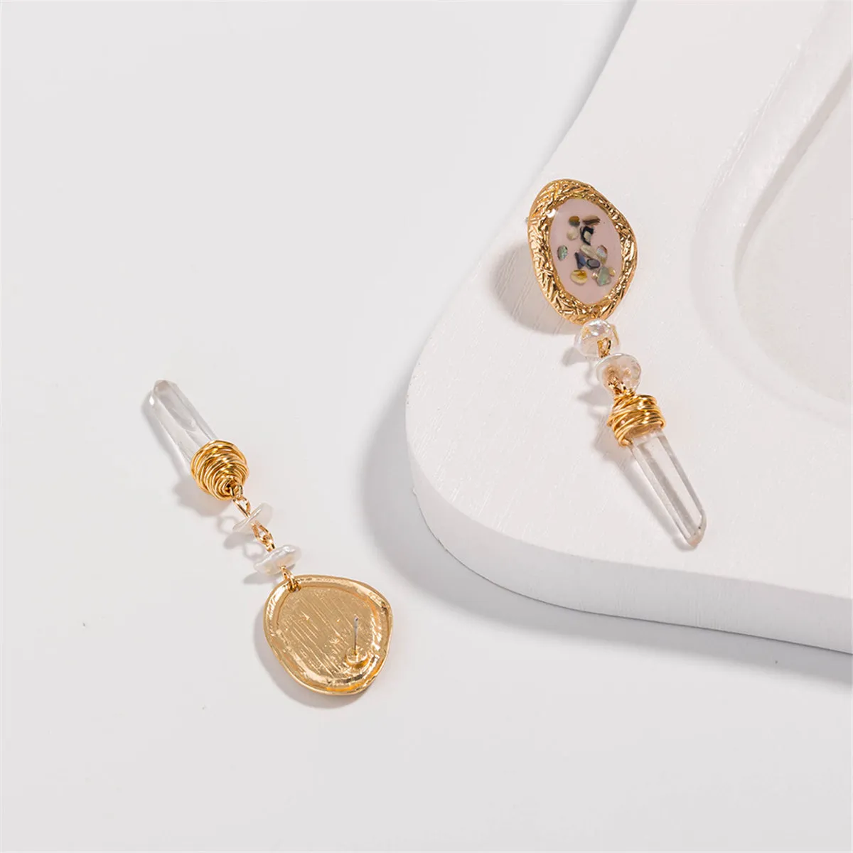 Crystal & 18K Gold-Plated Freeform Wrapped Drop Earrings