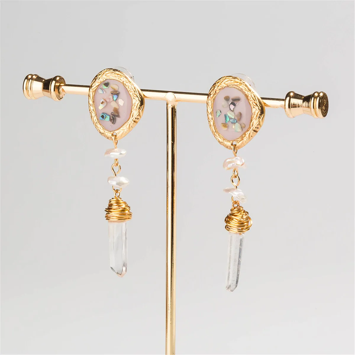 Crystal & 18K Gold-Plated Freeform Wrapped Drop Earrings