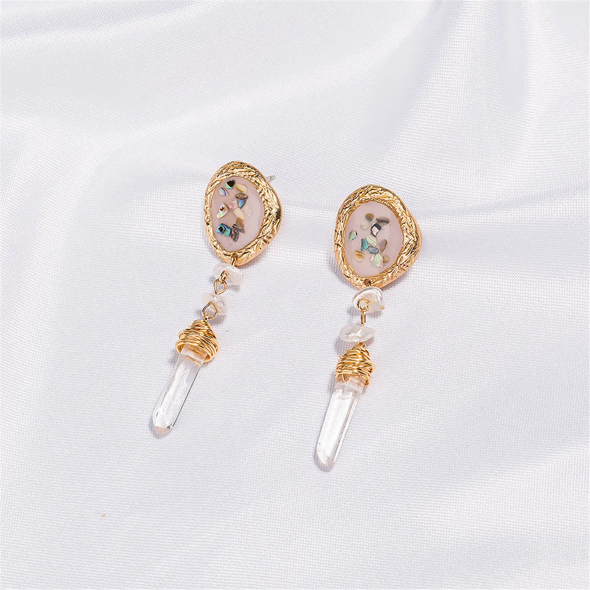 Crystal & 18K Gold-Plated Freeform Wrapped Drop Earrings