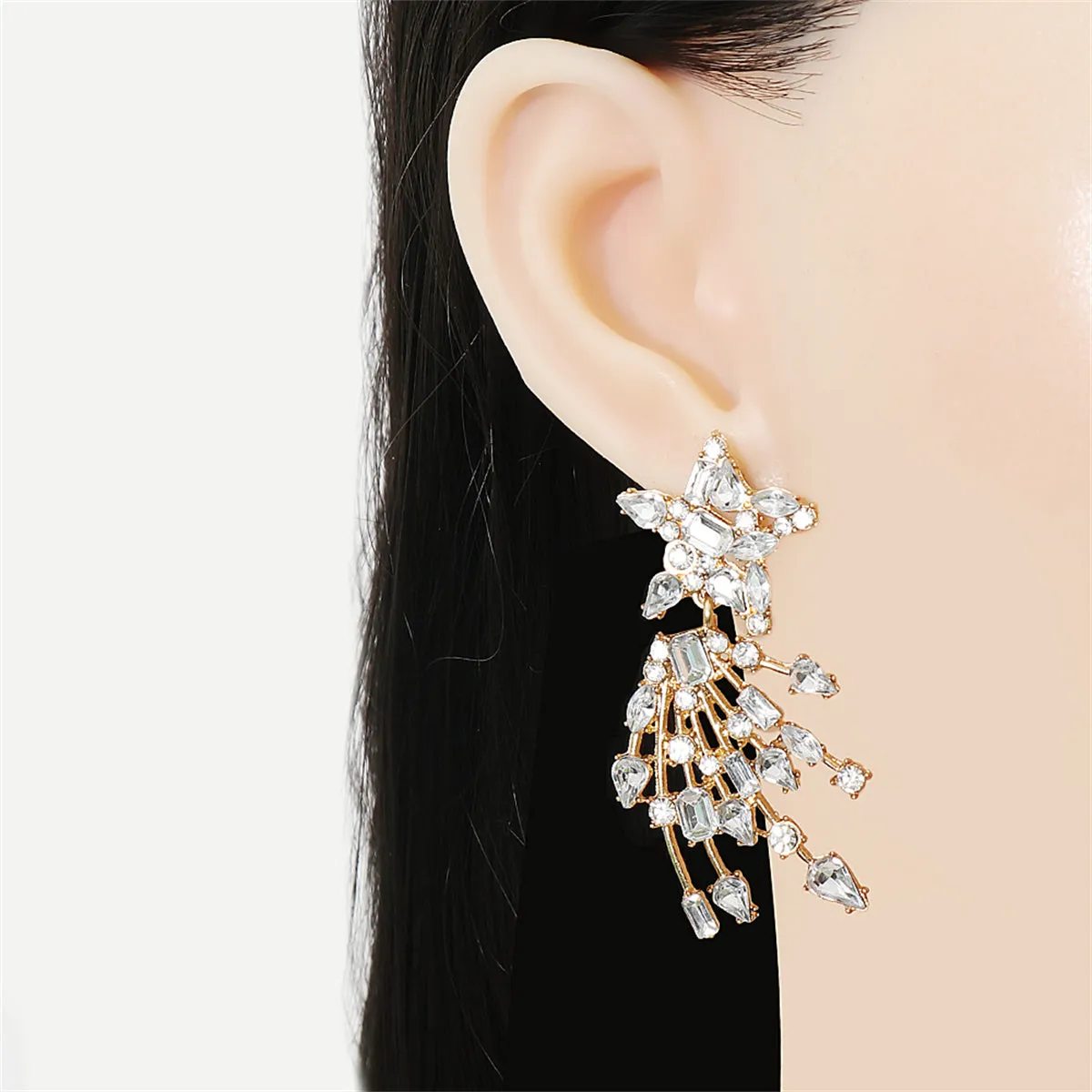 Crystal & Cubic Zirconia 18K Gold-Plated Star Drop Earrings