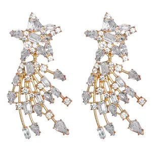 Crystal & Cubic Zirconia 18K Gold-Plated Star Drop Earrings