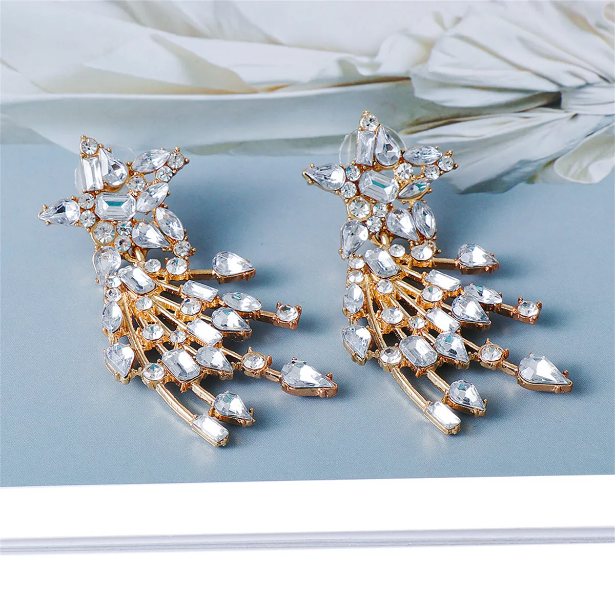 Crystal & Cubic Zirconia 18K Gold-Plated Star Drop Earrings
