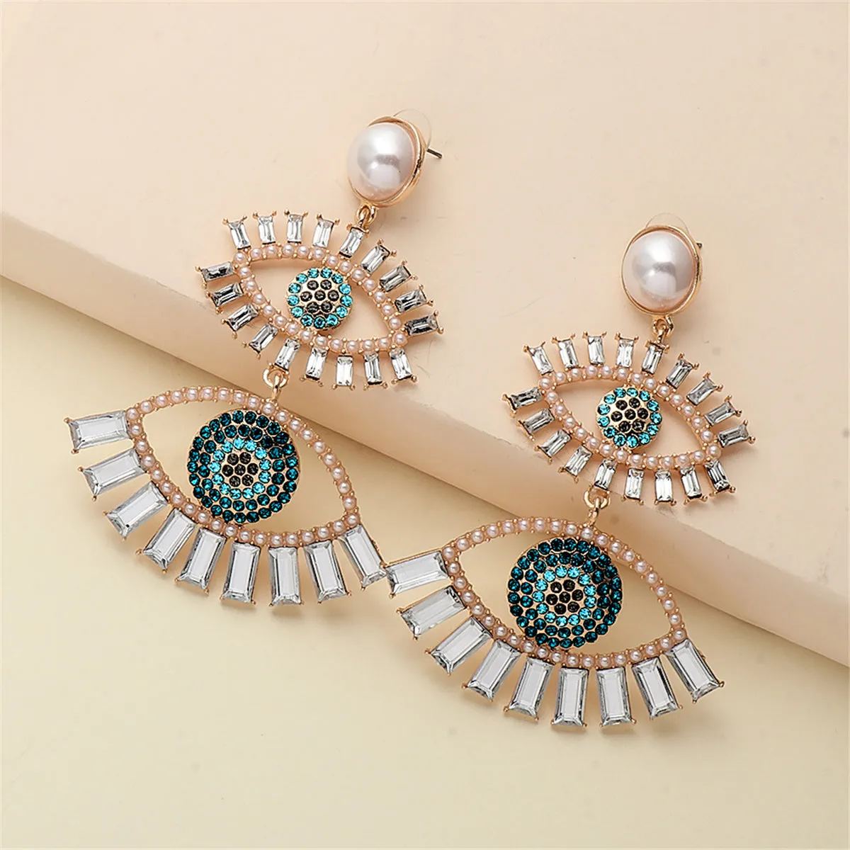 Crystal & Cubic Zirconia Evil Eye Drop Earrings