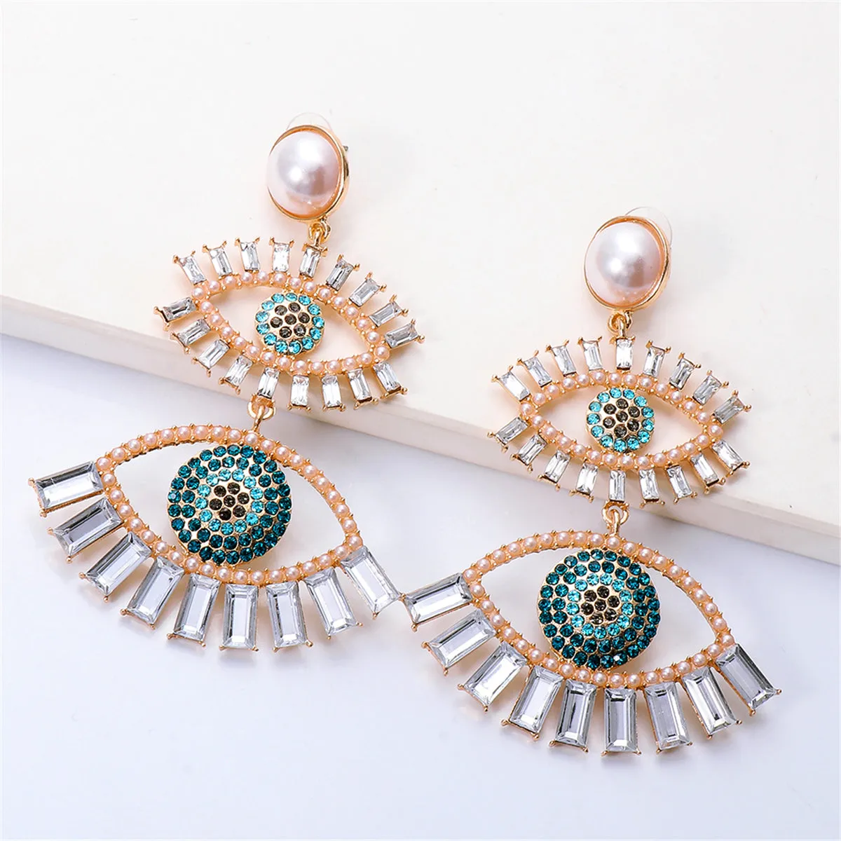 Crystal & Cubic Zirconia Evil Eye Drop Earrings