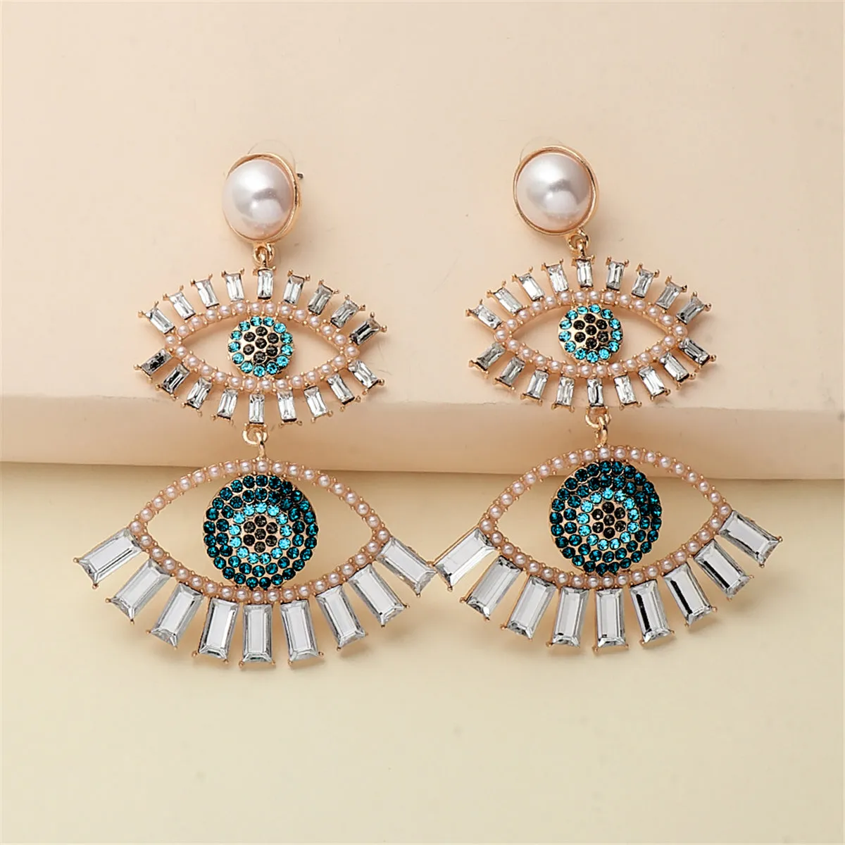 Crystal & Cubic Zirconia Evil Eye Drop Earrings