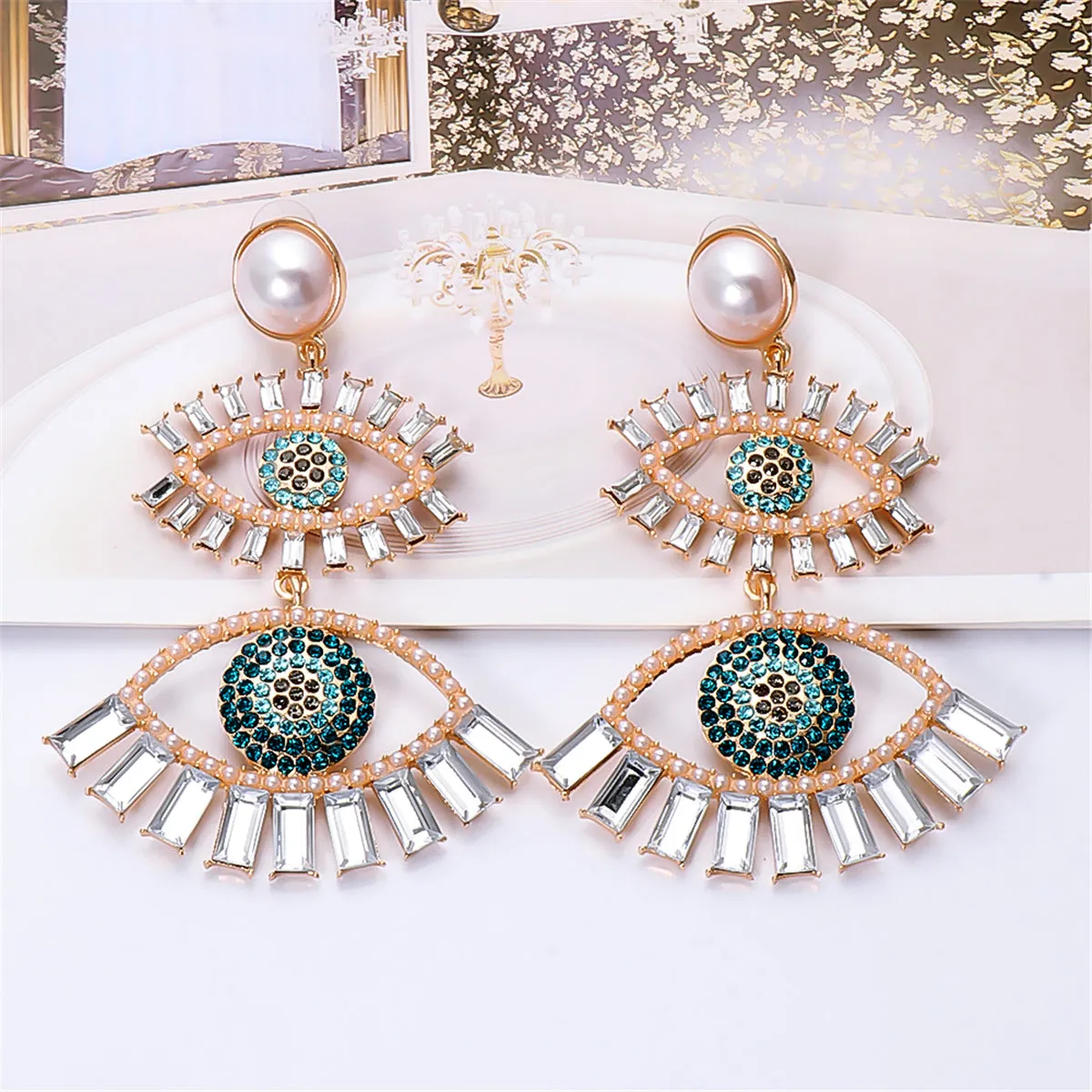 Crystal & Cubic Zirconia Evil Eye Drop Earrings