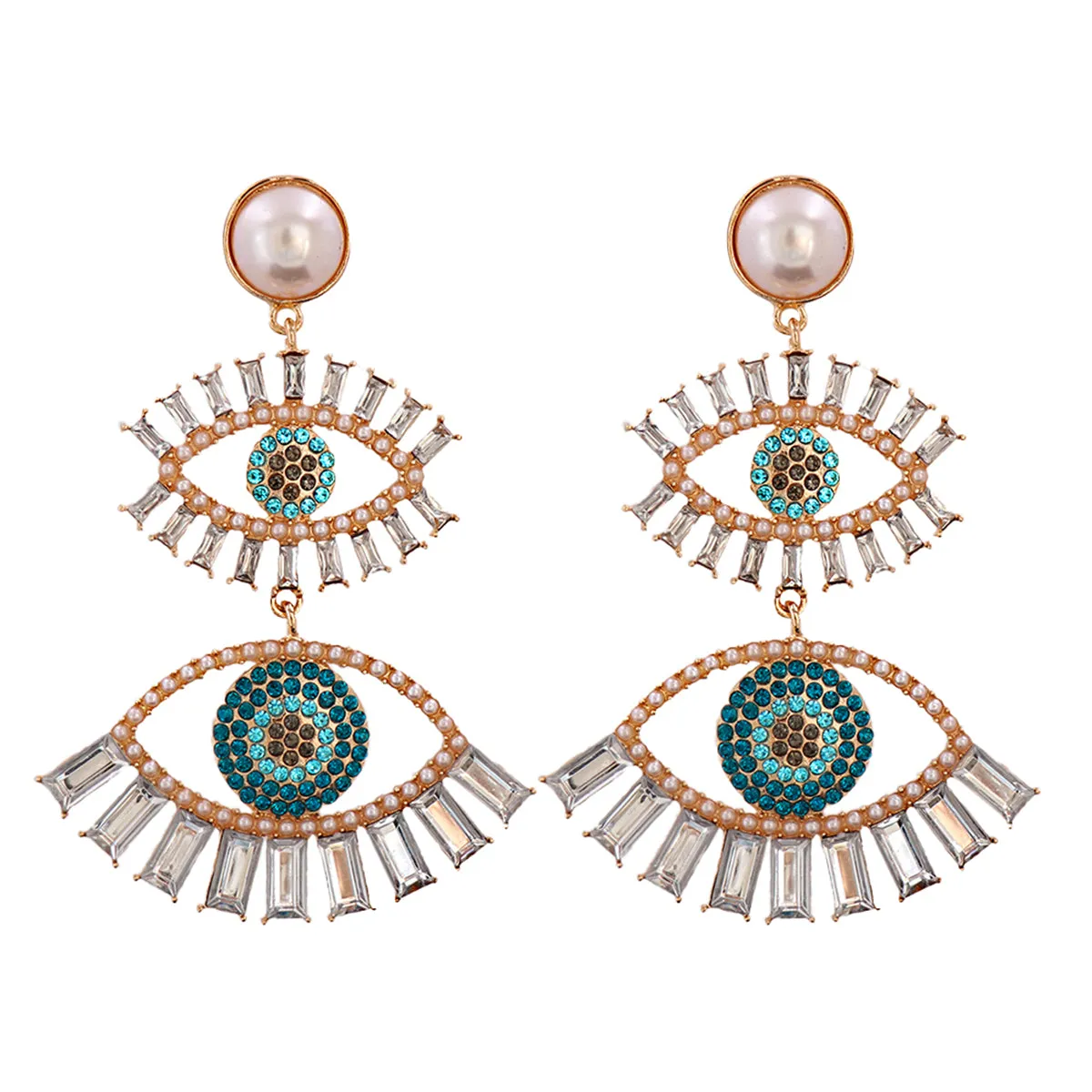 Crystal & Cubic Zirconia Evil Eye Drop Earrings