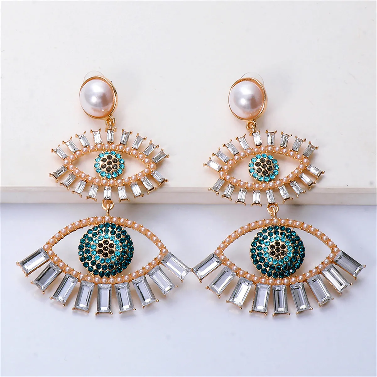 Crystal & Cubic Zirconia Evil Eye Drop Earrings