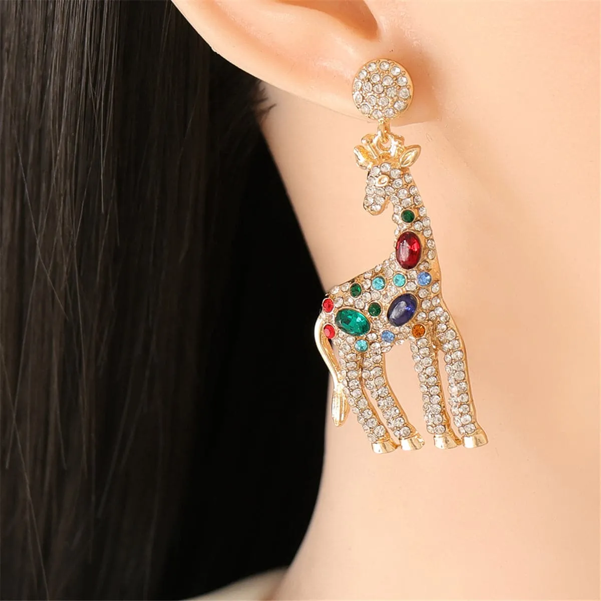 Crystal & Cubic Zirconia Giraffe Drop Earrings