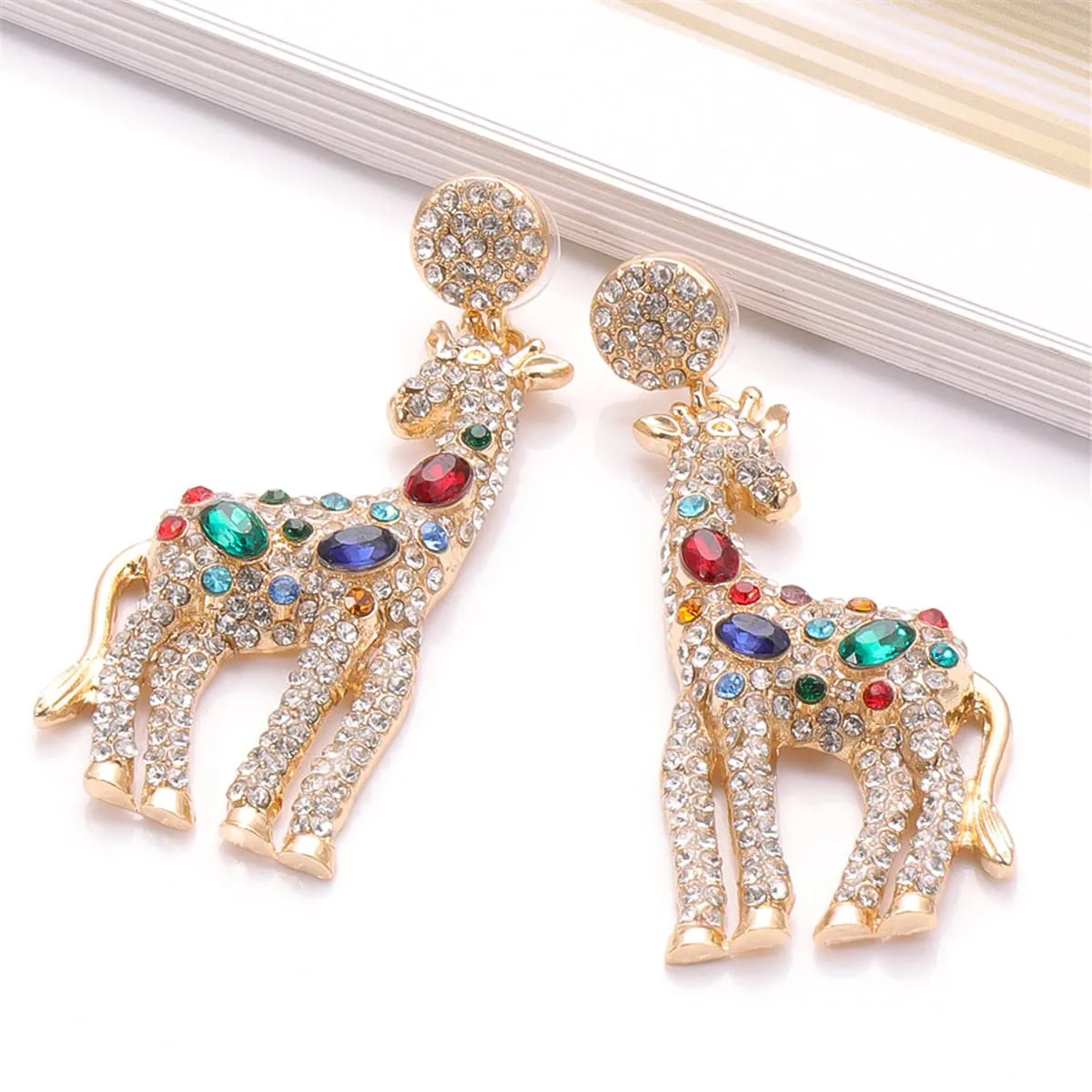 Crystal & Cubic Zirconia Giraffe Drop Earrings
