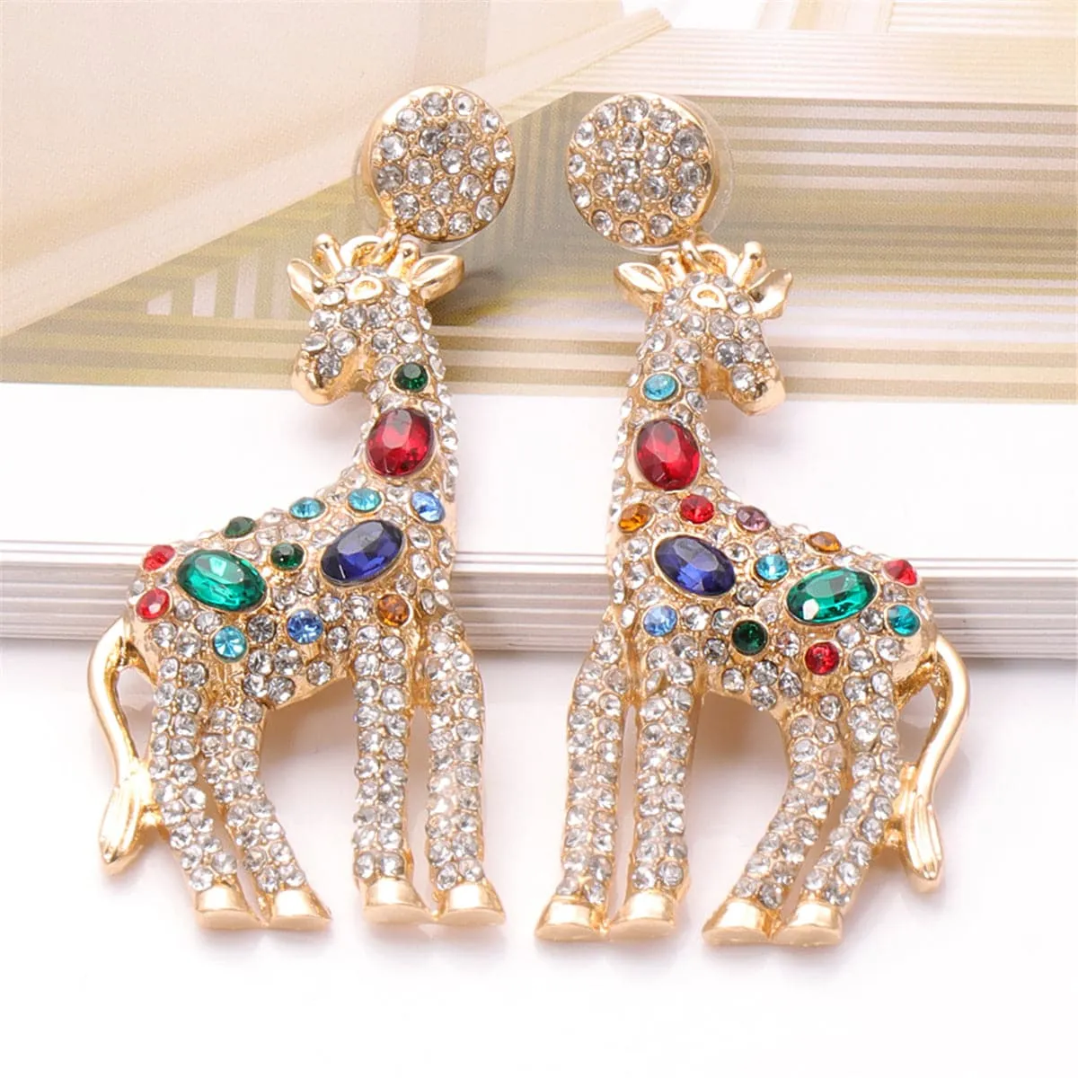 Crystal & Cubic Zirconia Giraffe Drop Earrings