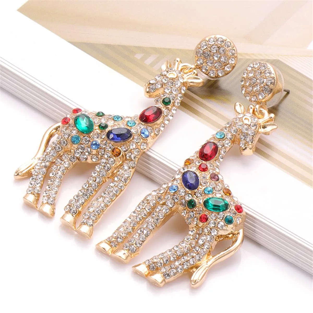 Crystal & Cubic Zirconia Giraffe Drop Earrings
