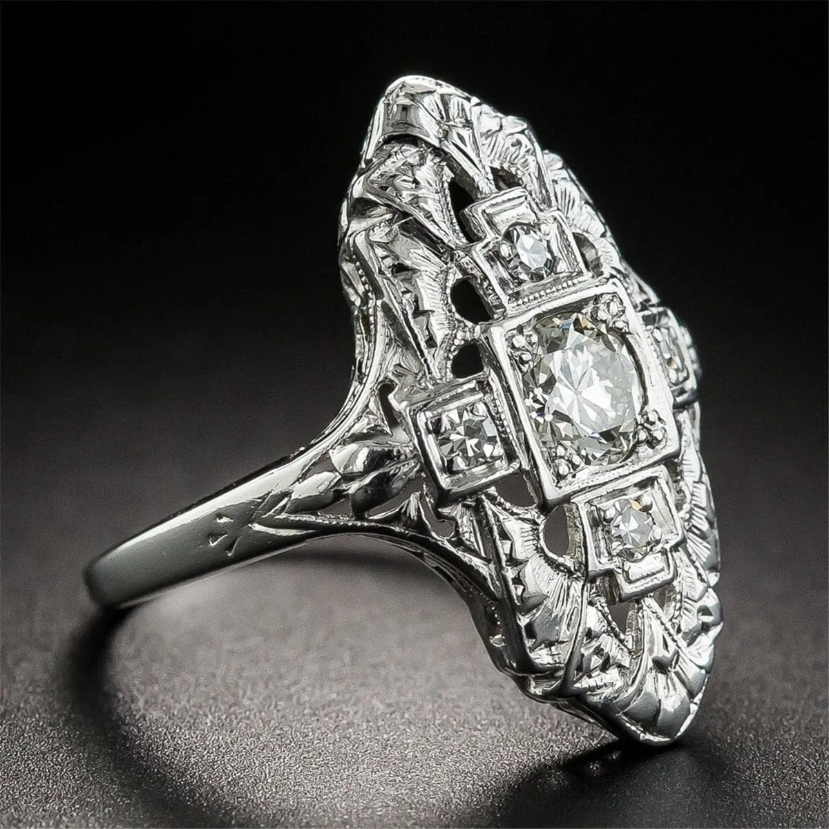 Crystal & Silver-Plated Cross Ring