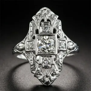 Crystal & Silver-Plated Cross Ring