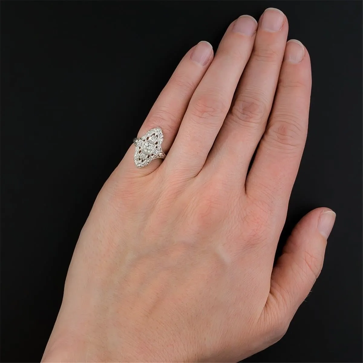 Crystal & Silver-Plated Cross Ring