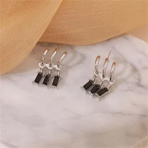 Crystal & Silver-Plated Trio Huggie Earrings