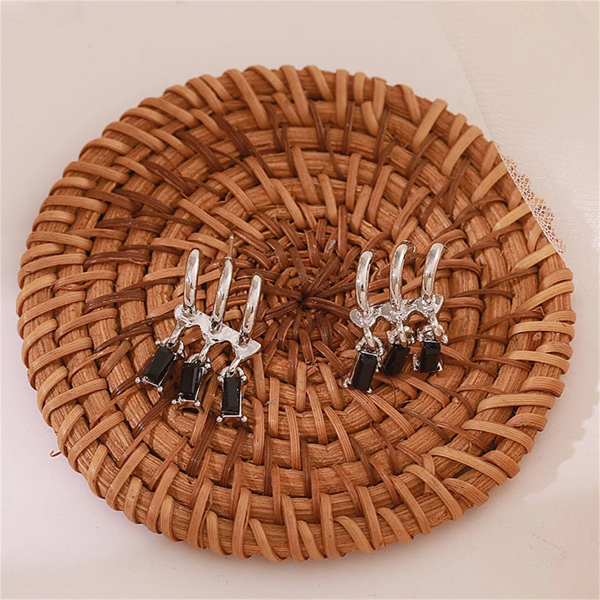 Crystal & Silver-Plated Trio Huggie Earrings