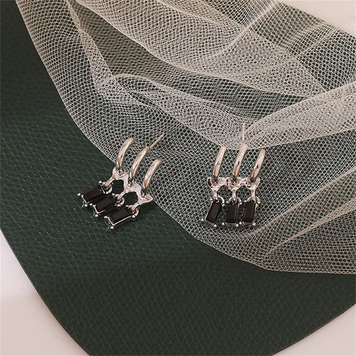 Crystal & Silver-Plated Trio Huggie Earrings