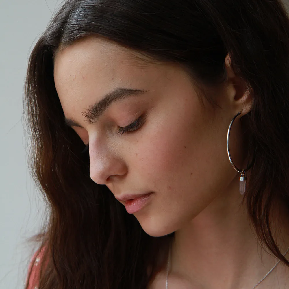 CRYSTAL HOOPS | ROSE QUARTZ