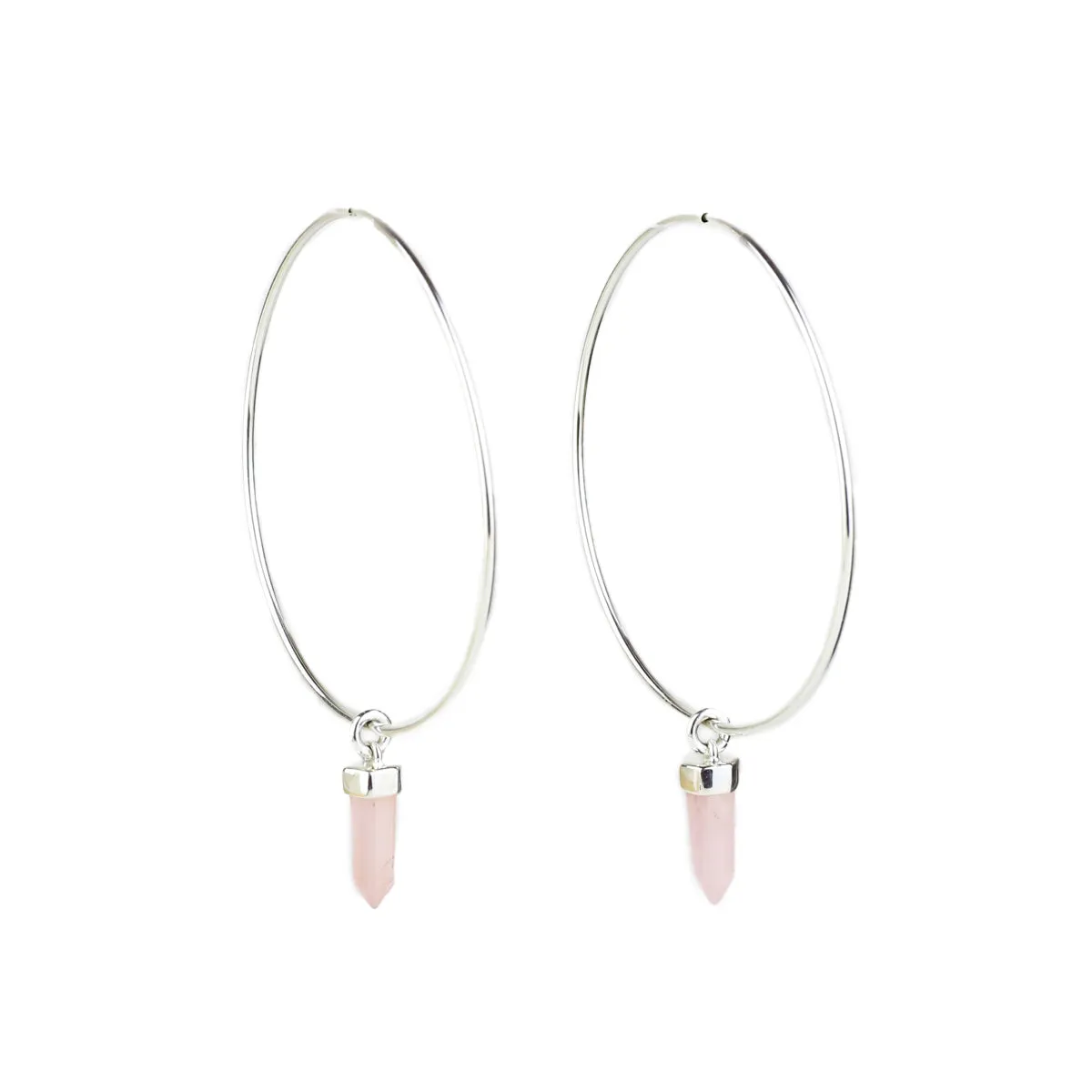 CRYSTAL HOOPS | ROSE QUARTZ