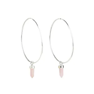 CRYSTAL HOOPS | ROSE QUARTZ