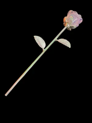 Crystal Long Stem Rose, Crystal Flower, Gemstone Rose, Gemstone Flower