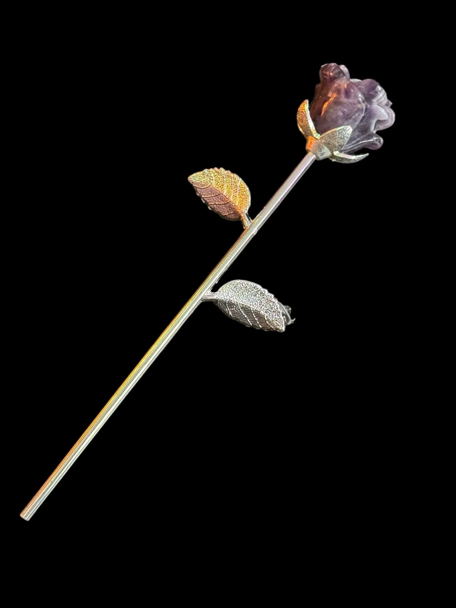 Crystal Long Stem Rose, Crystal Flower, Gemstone Rose, Gemstone Flower