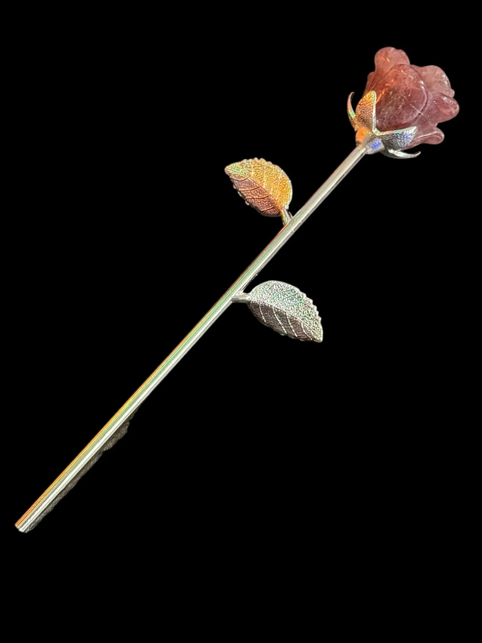 Crystal Long Stem Rose, Crystal Flower, Gemstone Rose, Gemstone Flower