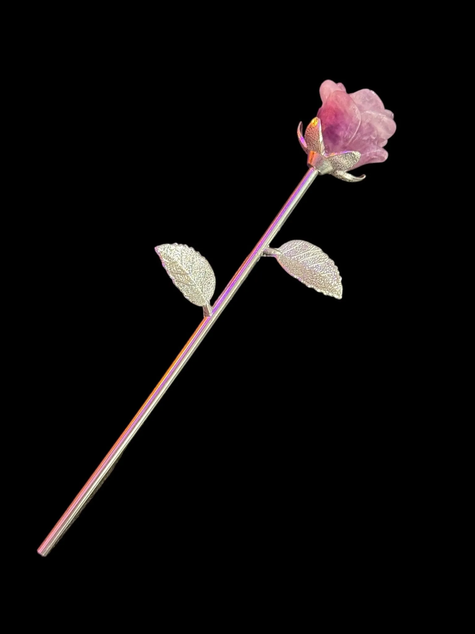 Crystal Long Stem Rose, Crystal Flower, Gemstone Rose, Gemstone Flower