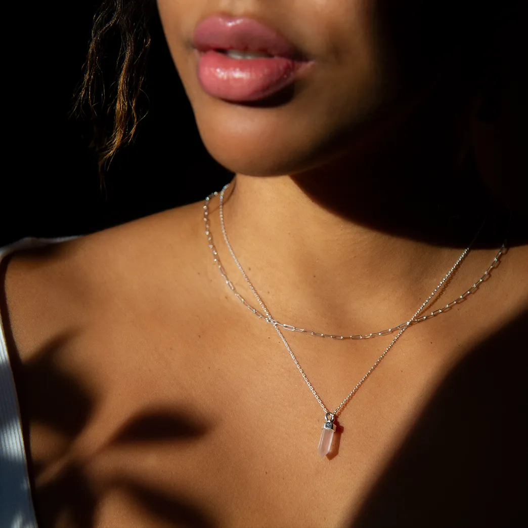 CRYSTAL POINT NECKLACE | ROSE QUARTZ