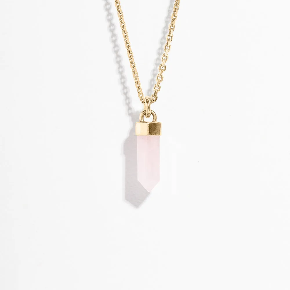 CRYSTAL POINT NECKLACE | ROSE QUARTZ