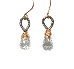 Crystal Quartz Rose Gold Mixed Metal Earrings