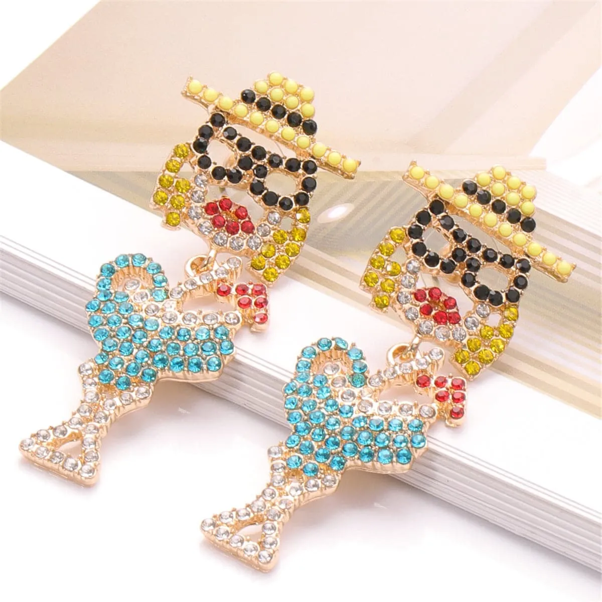 Cubic Zirconia & 18K Gold-Plated Girl Hat Drop Earrings