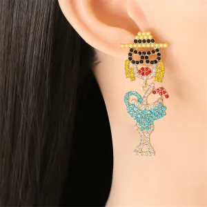 Cubic Zirconia & 18K Gold-Plated Girl Hat Drop Earrings
