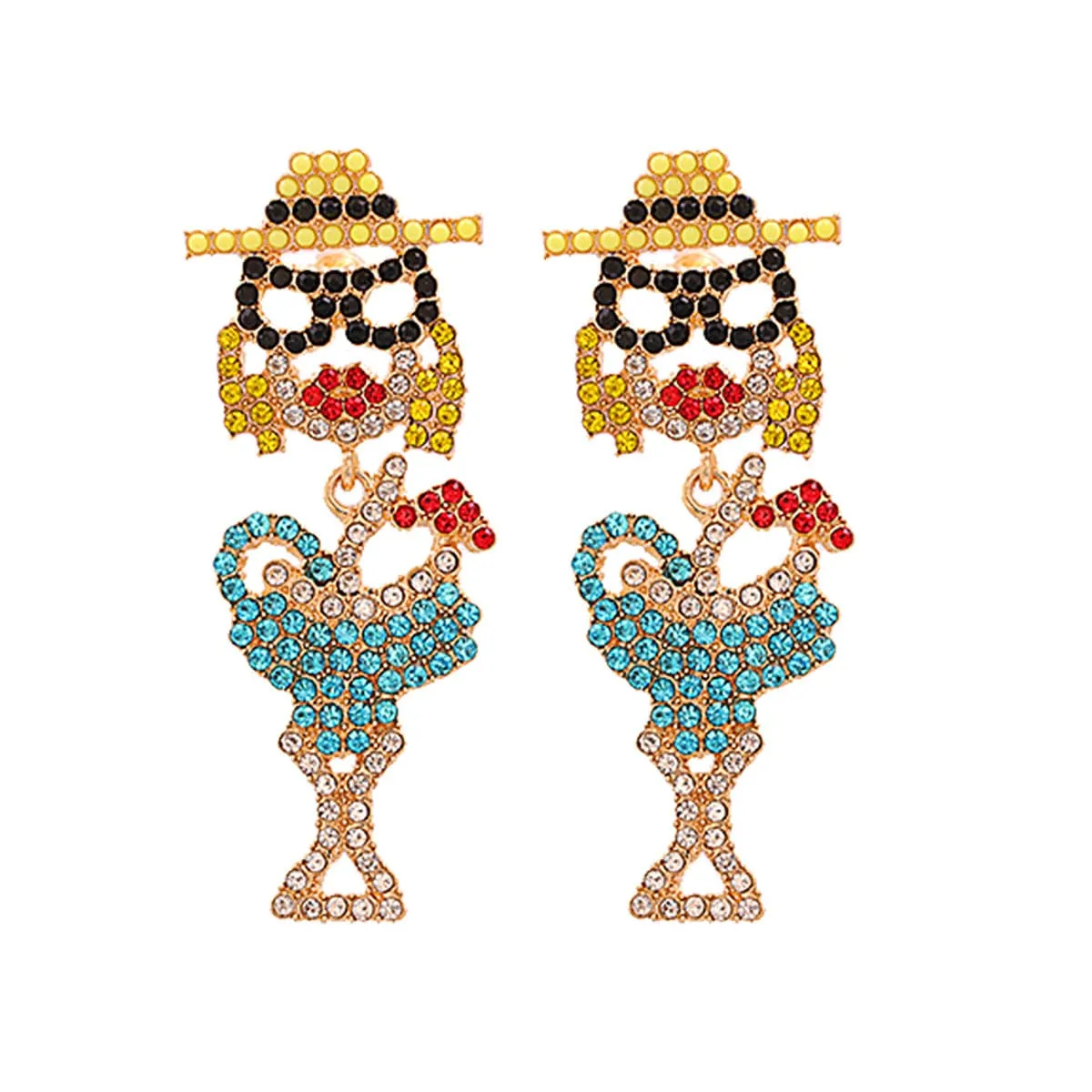 Cubic Zirconia & 18K Gold-Plated Girl Hat Drop Earrings