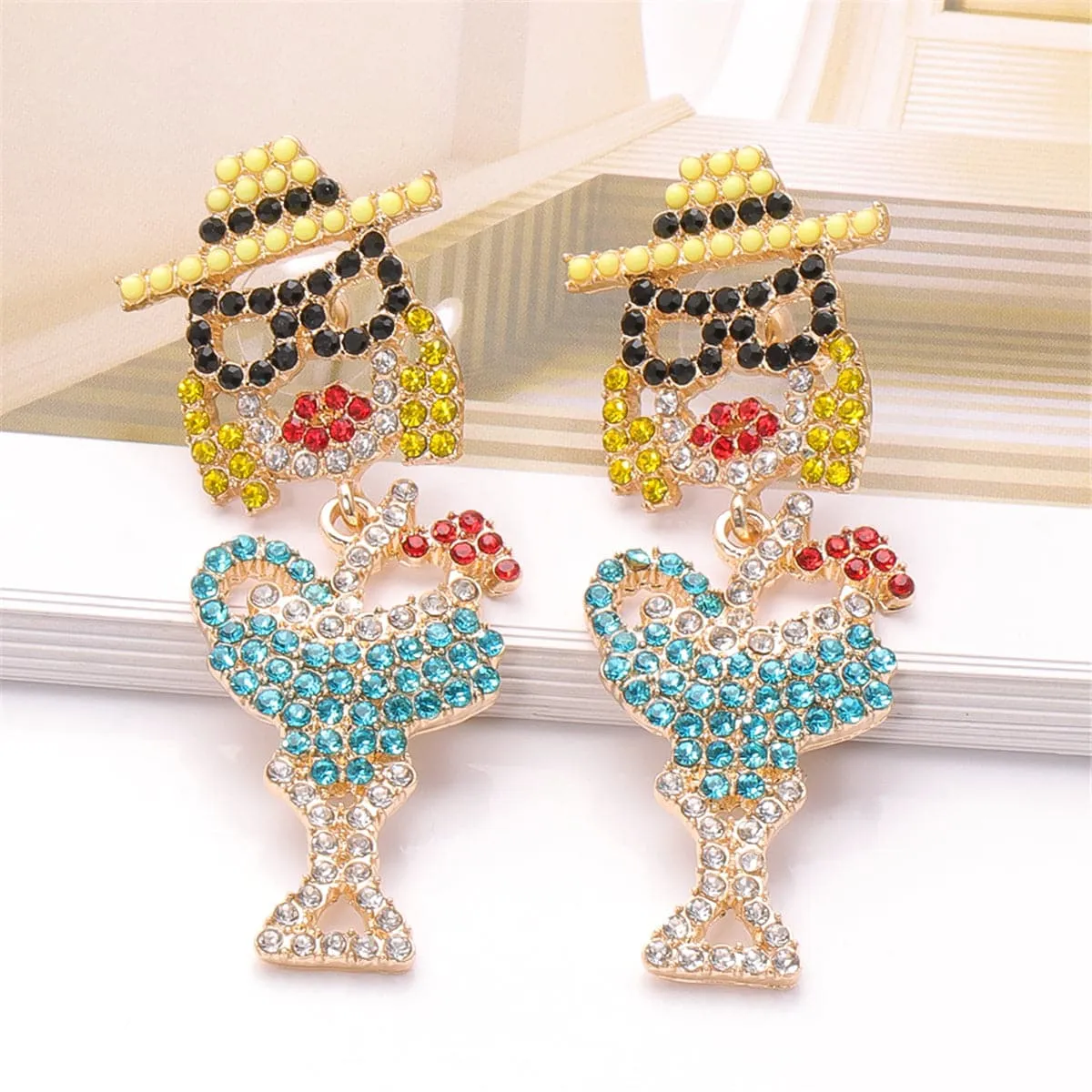 Cubic Zirconia & 18K Gold-Plated Girl Hat Drop Earrings