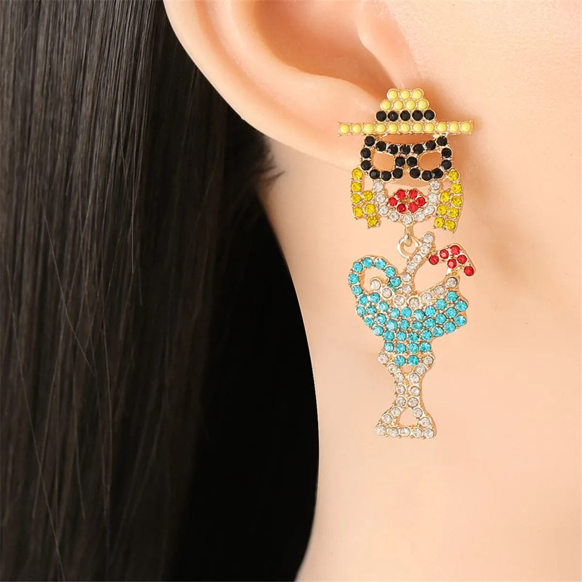 Cubic Zirconia & 18K Gold-Plated Girl Hat Drop Earrings