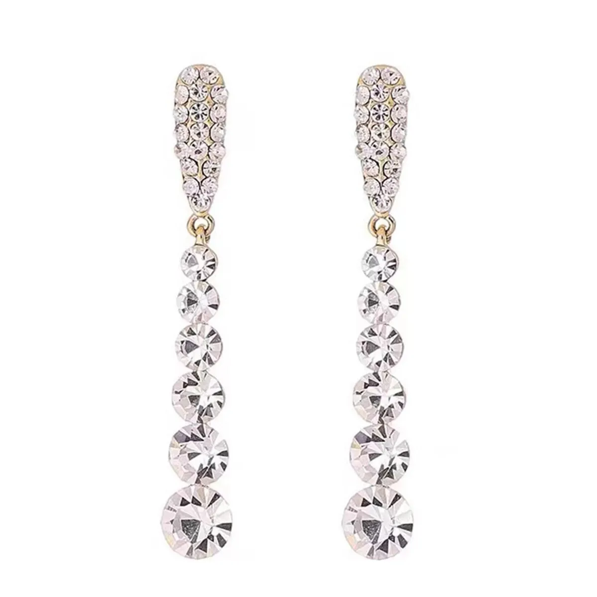 Cubic Zirconia & 18K Gold-Plated Graduated Bar Drop Earrings