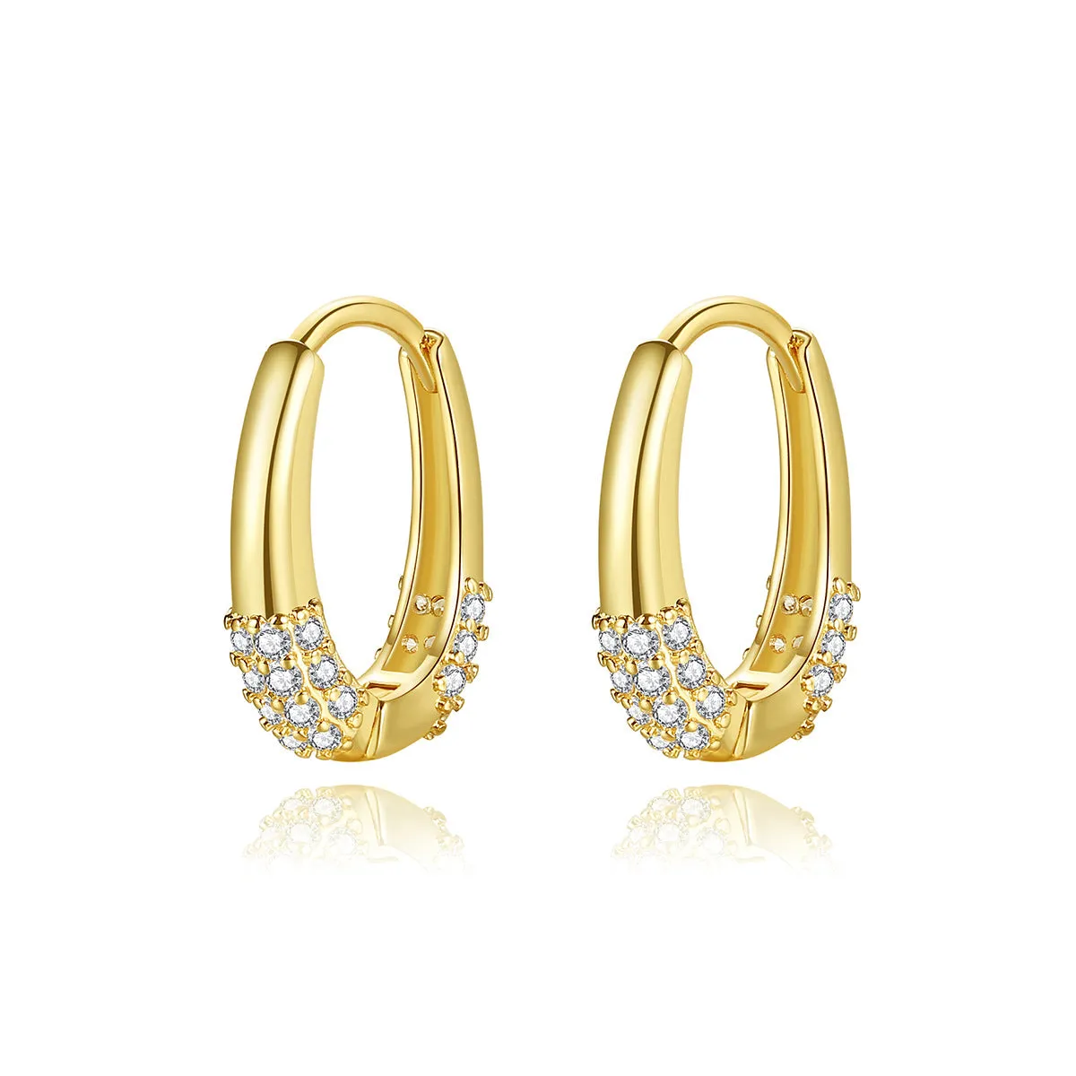 Cubic Zirconia & 18K Gold-Plated Teardrop Huggie Earrings