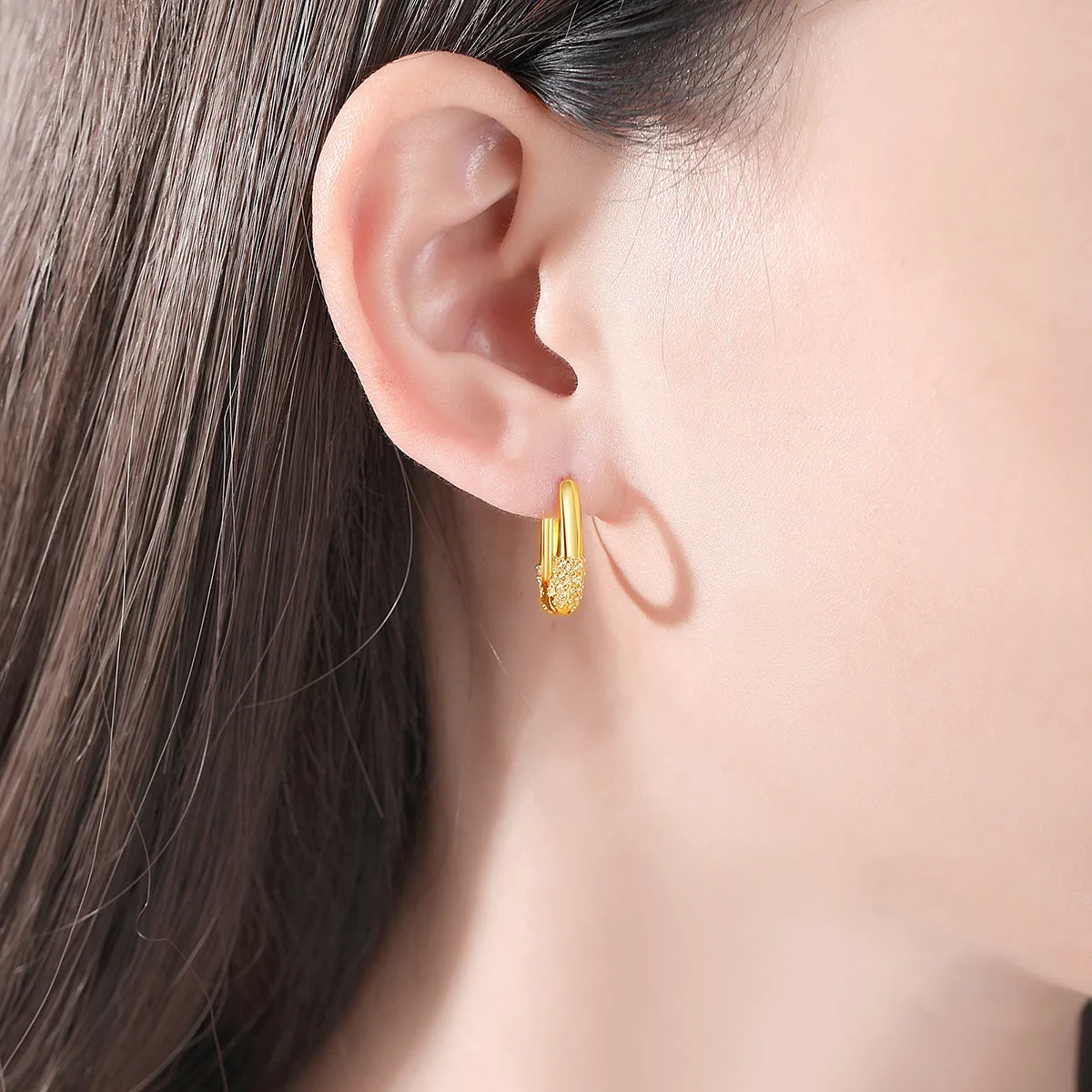 Cubic Zirconia & 18K Gold-Plated Teardrop Huggie Earrings