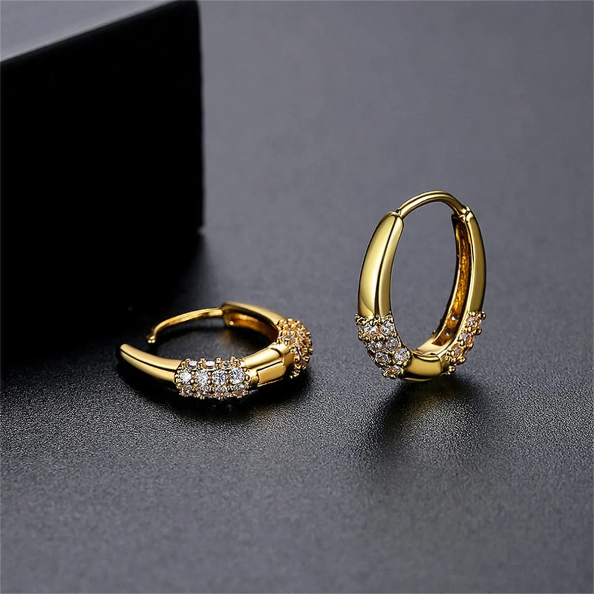 Cubic Zirconia & 18K Gold-Plated Teardrop Huggie Earrings