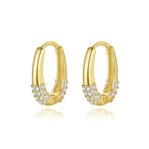 Cubic Zirconia & 18K Gold-Plated Teardrop Huggie Earrings