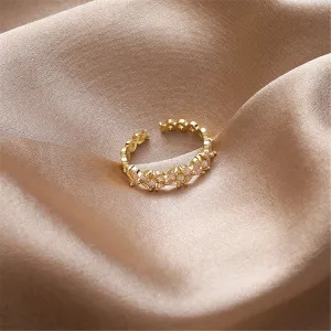 Cubic Zirconia & Pearl 18k Gold-Plated Flower Band