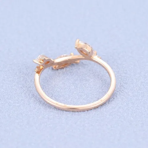 Curved wedding band rose gold vintage wedding band women Unique Marquise cut Moissanite Cluster ring stacking matching Bridal Promise gift