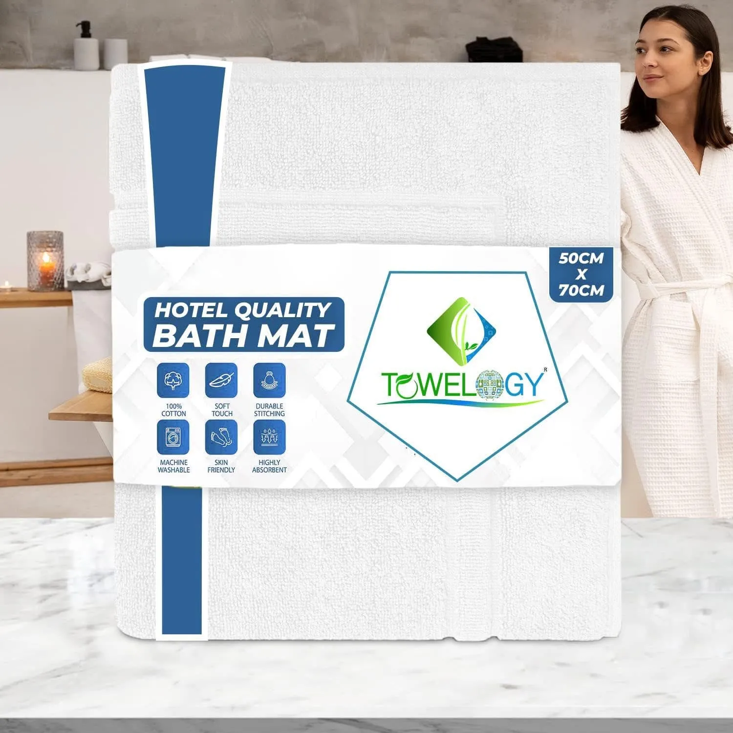 Cusco  Classic Frame Cotton Bathroom Mat – 800GSM Heavy Duty