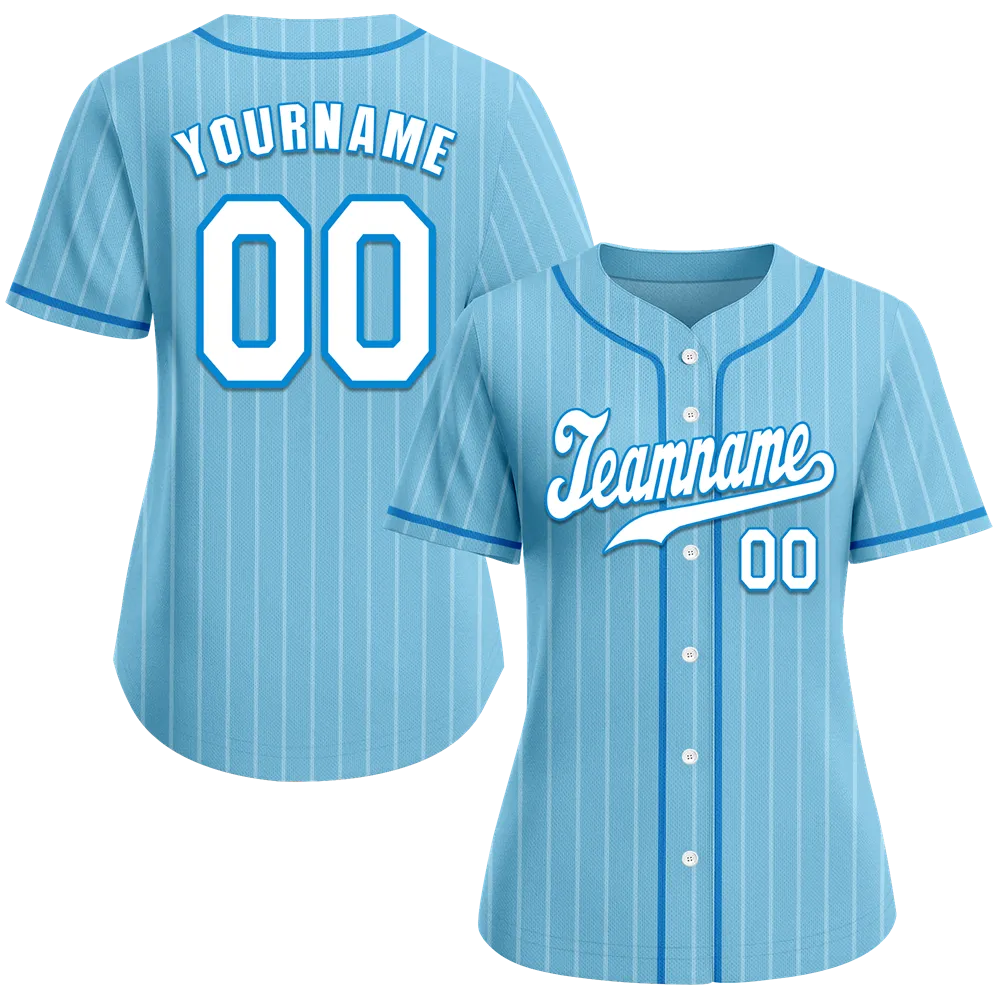 Custom Aqua Stripe Fashion White Authentic Baseball Jersey