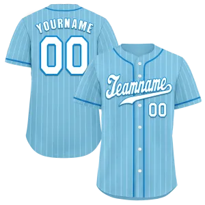 Custom Aqua Stripe Fashion White Authentic Baseball Jersey