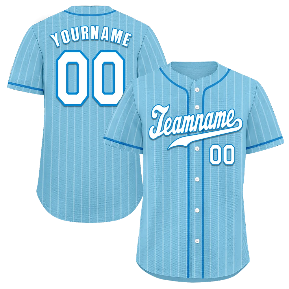 Custom Aqua Stripe Fashion White Authentic Baseball Jersey
