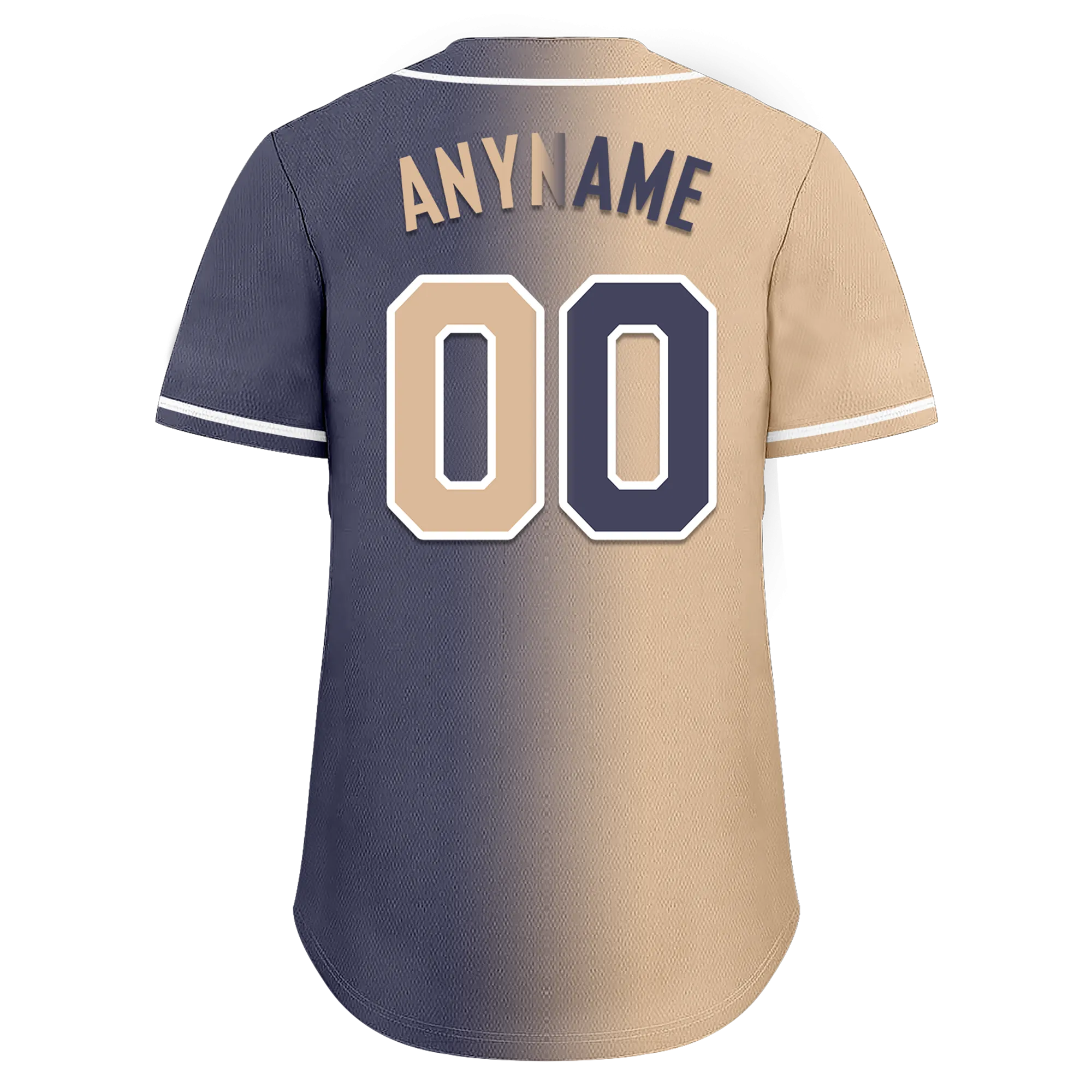 Custom Beige Blue Gradient Fashion Personalized Authentic Baseball Jersey BSBJ01-D0a7080