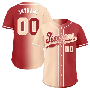 Custom Beige Red Gradient Fashion Personalized Authentic Baseball Jersey BSBJ01-D0a708f